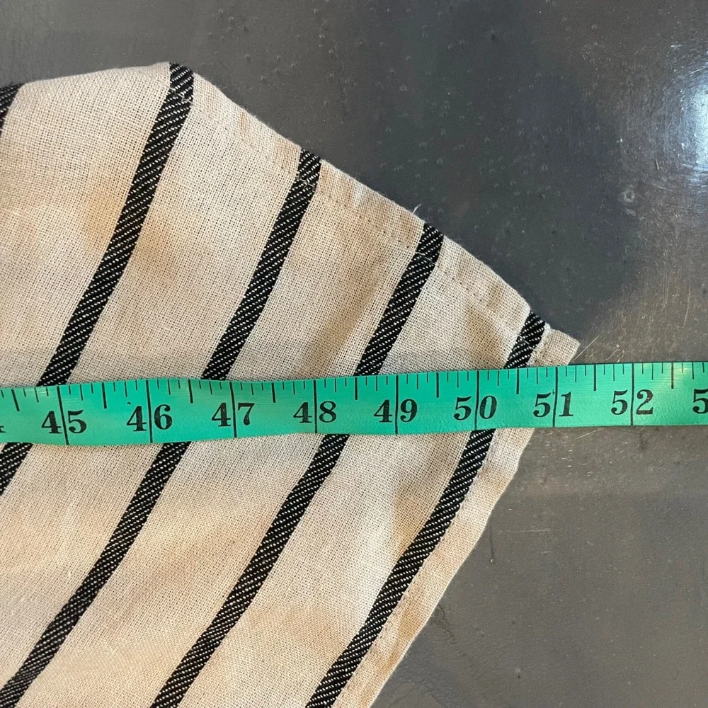 Tahari‎ Asymmetrical Stripe Midi Dress Women's Medium Linen Blend V Neck - Picture 5 of 7